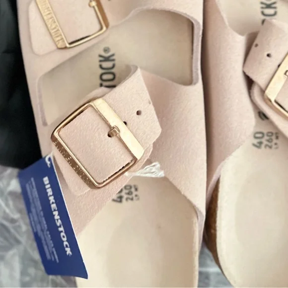NEW BIRKENSTOCK Arizona Suede Sandals Women Size 40 Light Blush Bohemian Neutral - Picture 4 of 7